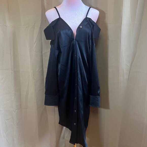 T by Alexander Wang Off the Shoulder Shirt Dress 100% Silk size 4 - Picture 2 of 9